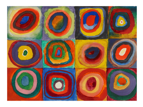 color study squares with concentric circles 