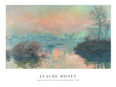 sunset on the seine at lavacourt winter effect poster