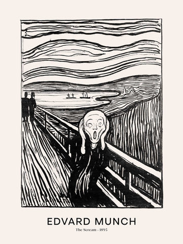 The scream painting in black and white