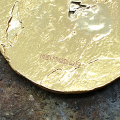 Beech Bark Triple Drop Earrings 22k Gold Hallmark Closeup