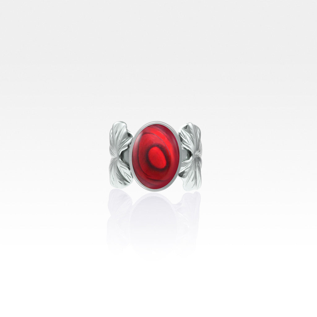 Art Deco Leaf Ring Red Cabochons Freeform Jewellery