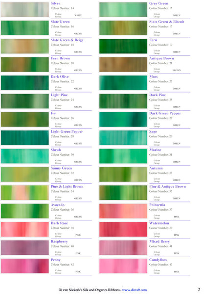 Silk Ribbon colour chart