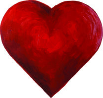 Hand-Painted Acrylic Red Heart in a Vector