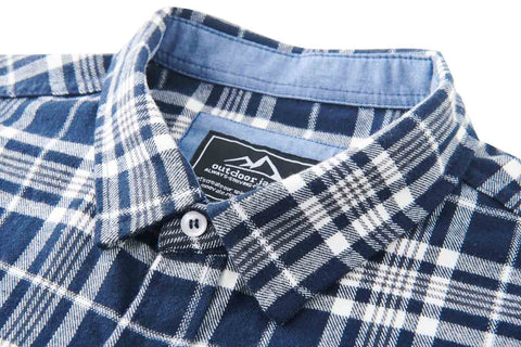 Men's Cotton Flannel Shirts Long Sleeve Casual Button Down Plaid Fleece Shirts 2 Pockets