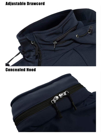 Men's Winter Coats with 8 Pockets Foldable Hooded Water & Wind Resistant Softshell Tactical Jacket
