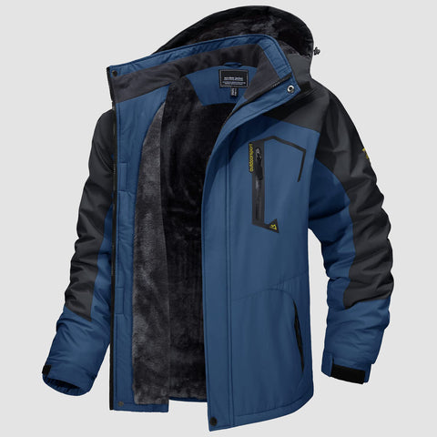 Men's Winter Jacket Water Repellent Ski Snow Jacket Warm Fleece Coat Parka Raincoats With Multi-Pockets