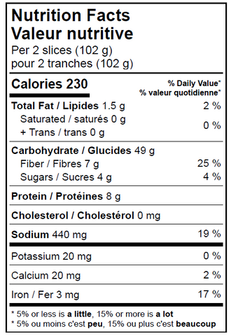 Nutrition Facts-100% Spelt with Wild Rice (UPC521)