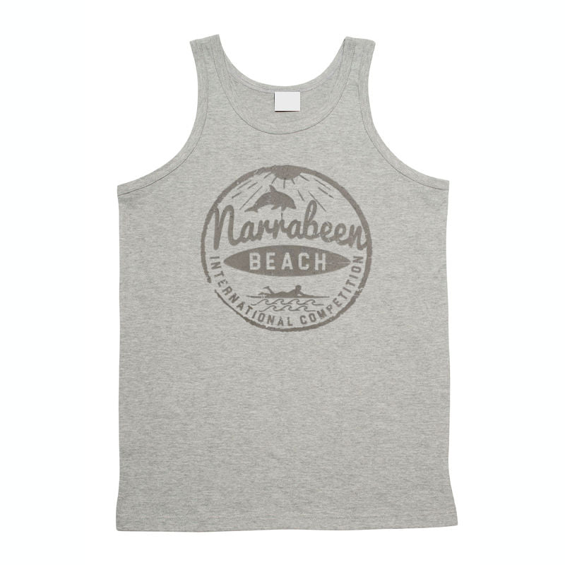 Narrabeen Beach Surf Logo Mens Singlet (Marle Grey) – Northern Beaches ...