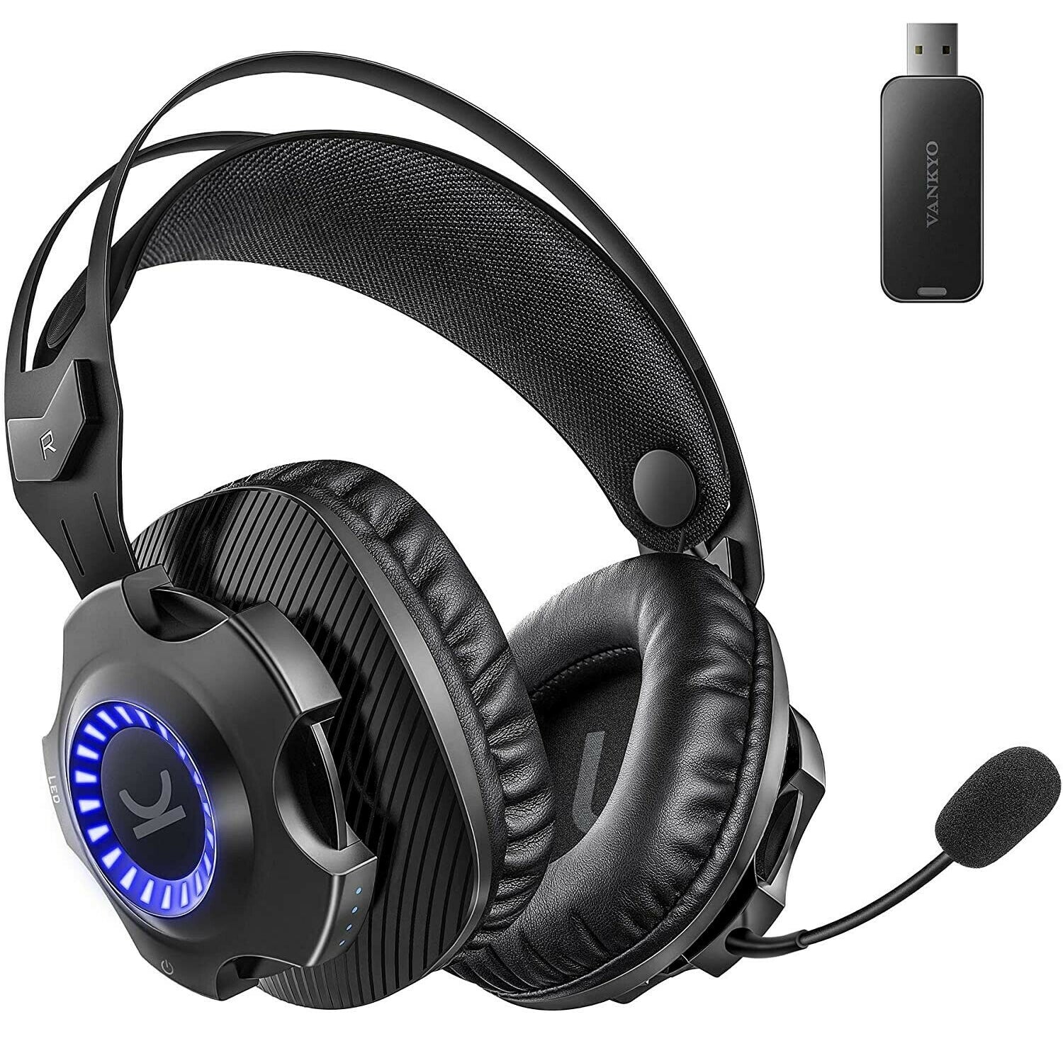 Gaming Headset, Vankyo Captain 100 Wireless Gaming Headset for PS5 PS4 PC, Noise Cancelling, Detachable Micphone, 7.1 Surround Sound, 30H Long Lasting Battery, 2.4G Wireless/Wired Headset