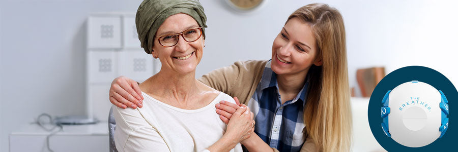 A confident cancer patient and her attendant (Desktop view).