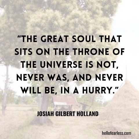 The great soul that sits on the throne of the universe is not, never was, and never will be, in a hurry.
