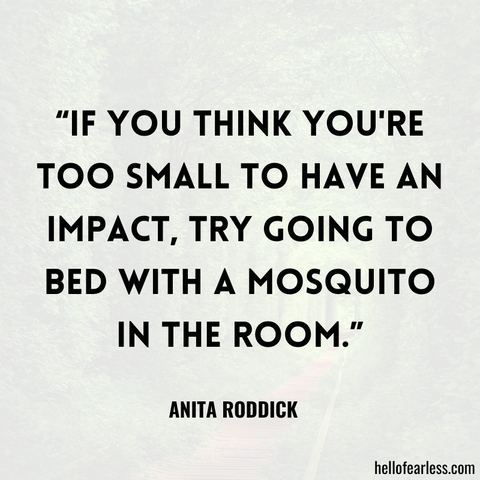 “If you think you're too small to have an impact, try going to bed with a mosquito in the room.”