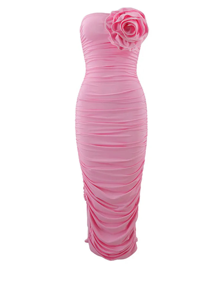Summer Slim Fit Floral Dress with Bra and Bag - Image 9