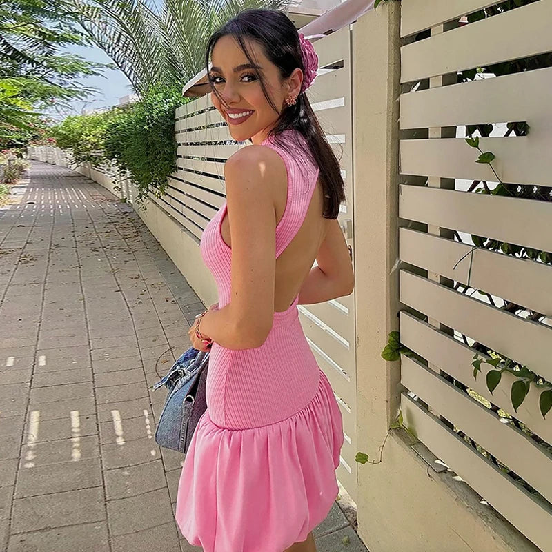 Sexy Back Hollow Out Bodycon Mini Dress for Women - Image 3