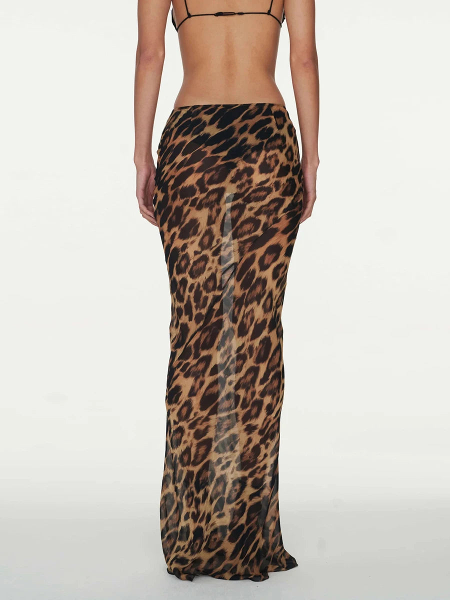 Women's Vintage Leopard Print Maxi Skirt - Fairycore Style - Image 6