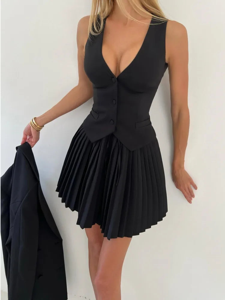 Women’s Slim Pleated Two-Piece Skirt Set Summer Fashion - Image 7