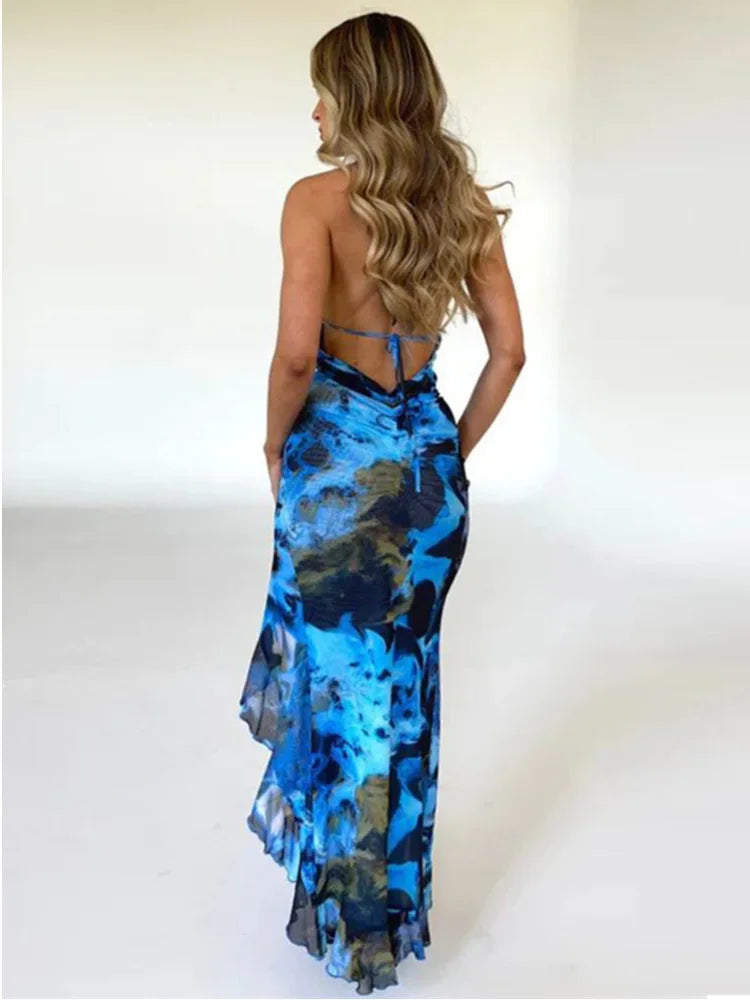 Women's Summer Lace Patchwork Irregular Split Dress - Image 3