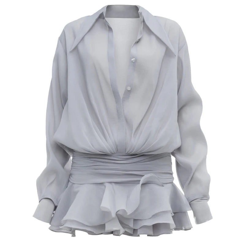 Elegant White Chiffon Mini Dress for Summer Beach Wear - Image 4