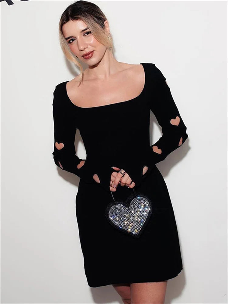 Backless Mini Dress with Hollow-Out Design and Square Collar - Image 4