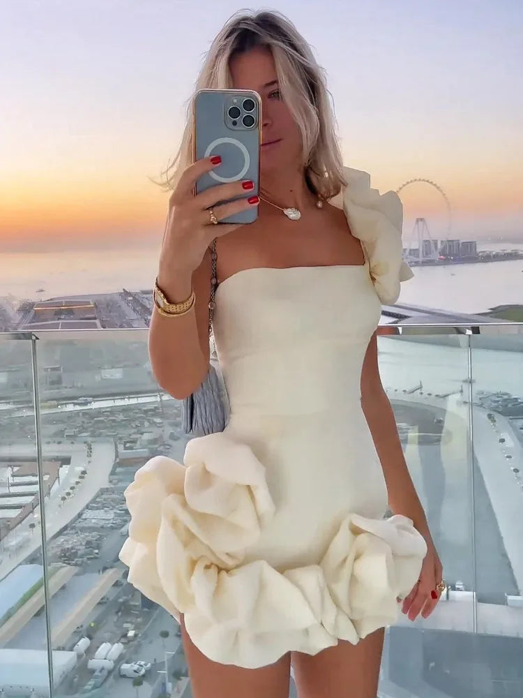 Elegant Strapless 3D Floral Evening Dress for Women