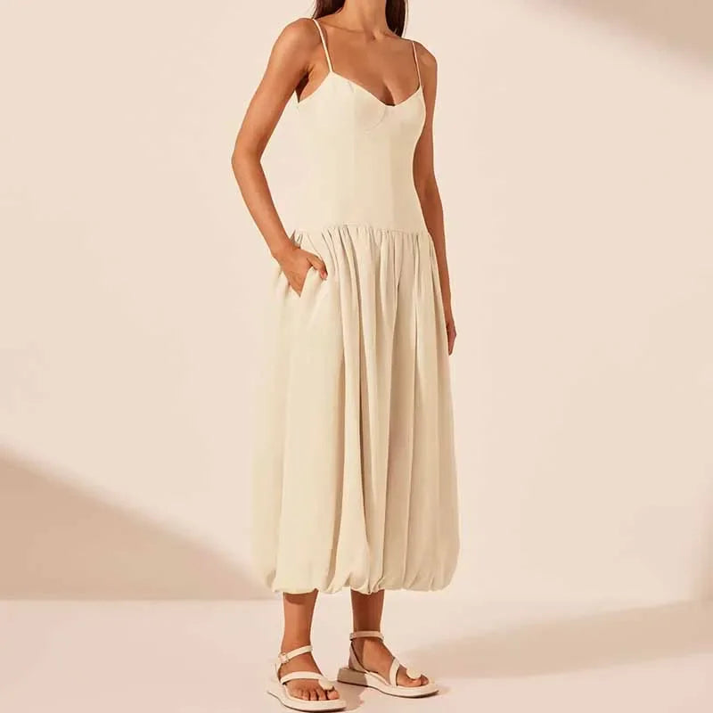 Trendy Vintage Sleeveless V-Neck Maxi Dress for Women - Image 3