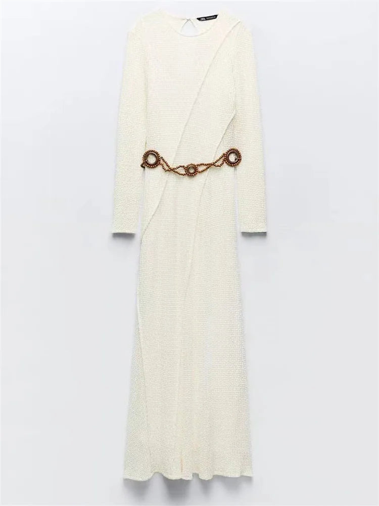 Elegant Backless Knit Maxi Dress with Lace-Up Detail - Image 6