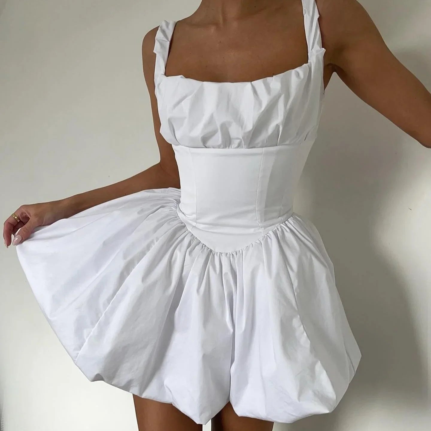 Women's Summer A-Line Mini Sleeveless Party Dress - White - Image 7