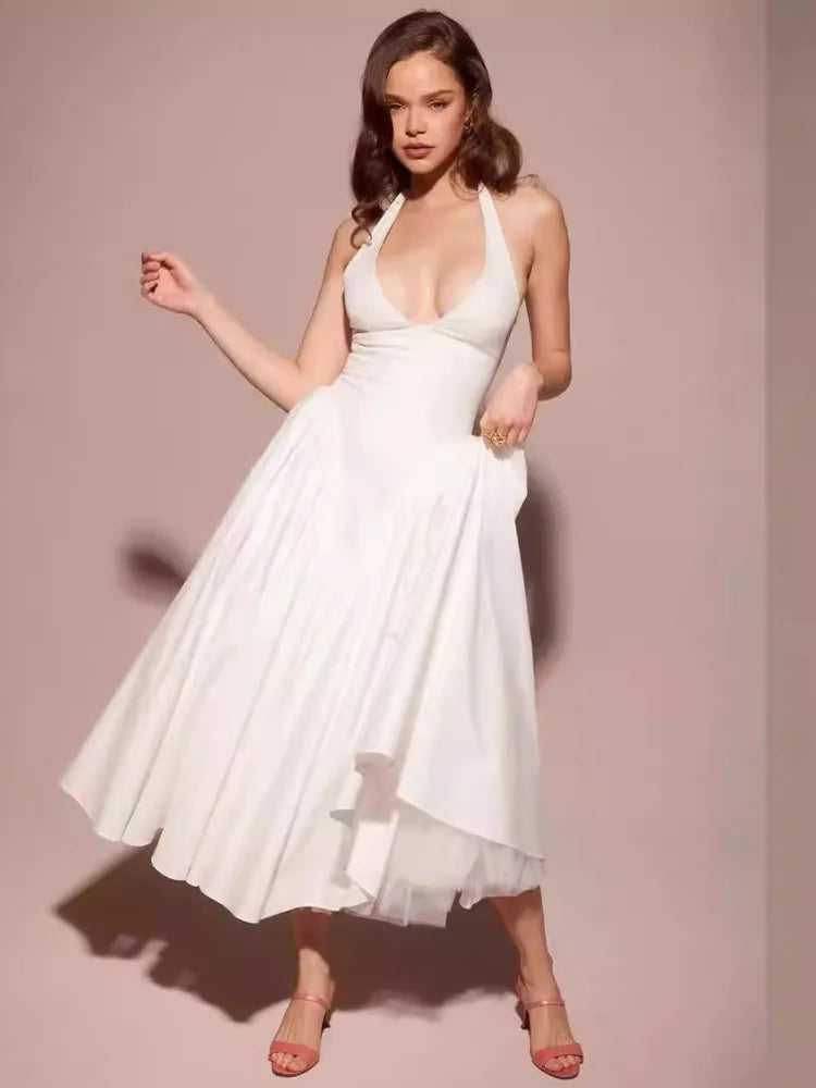 Elegant Sleeveless Bodycon Dress with Deep V-Neck - Image 4