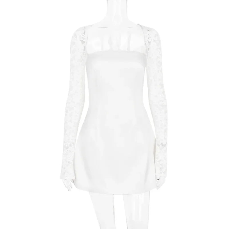 Elegant Satin Lace Strapless Mini Dress for Women - Image 5