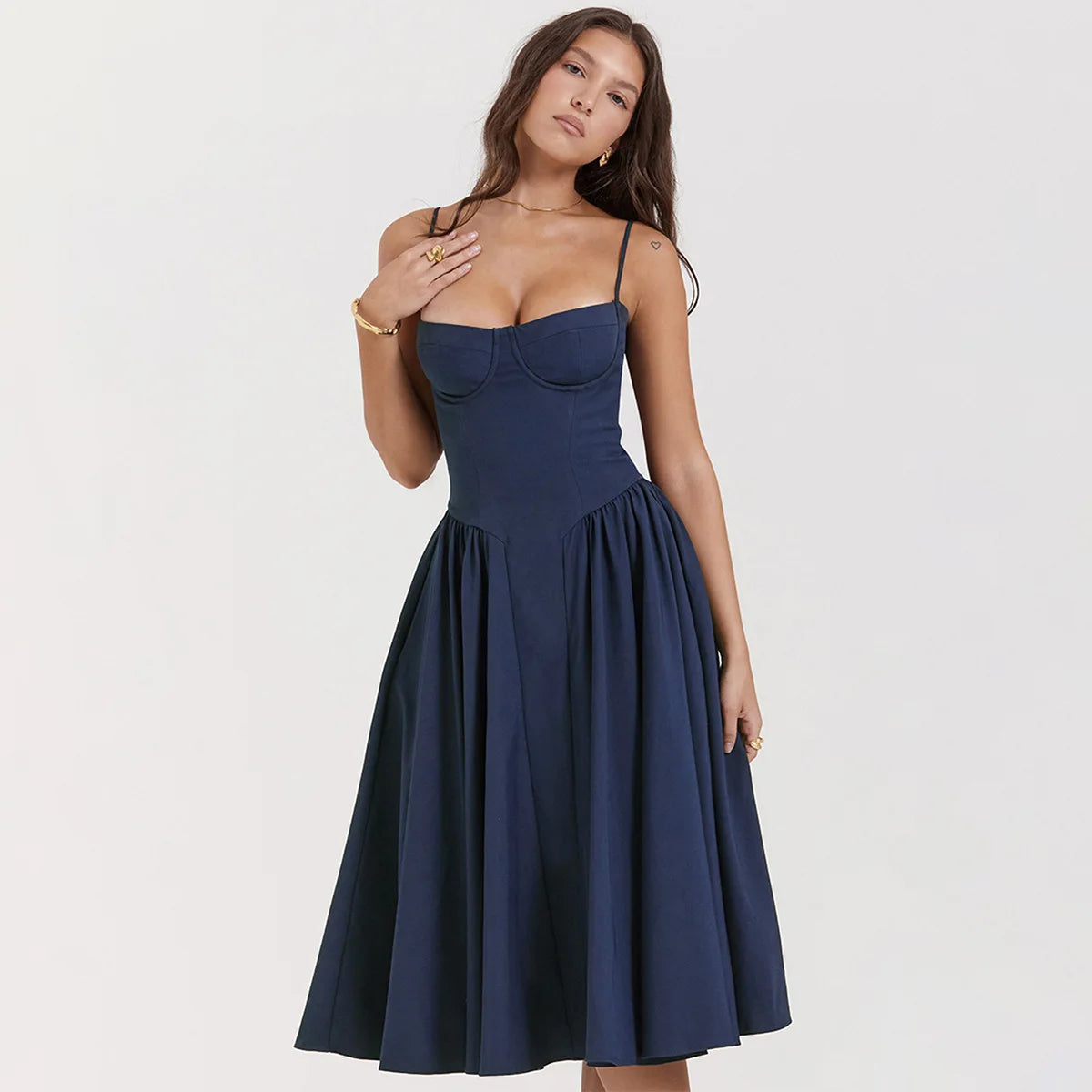 Elegant Pink Spaghetti Strap Midi Dress for Summer - Image 4