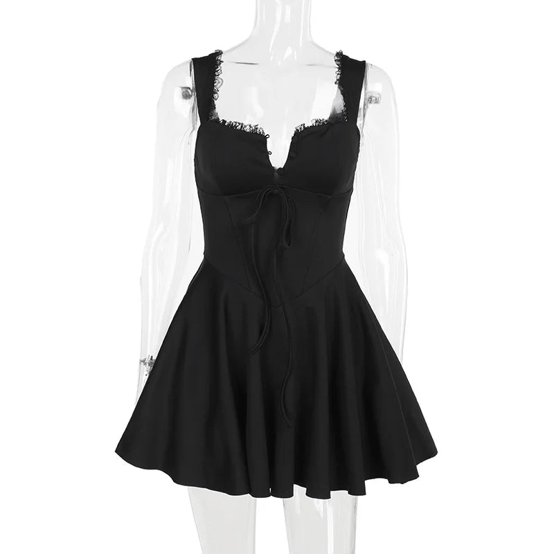 Chic Sleeveless Mini Dress with Lace-Up Detail - Image 6