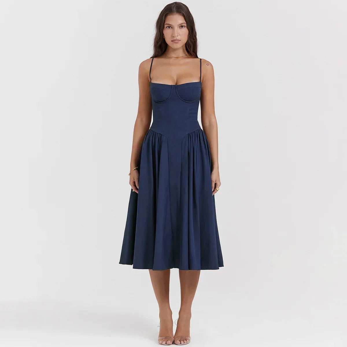 Elegant Pink Spaghetti Strap Midi Dress for Summer - Image 11
