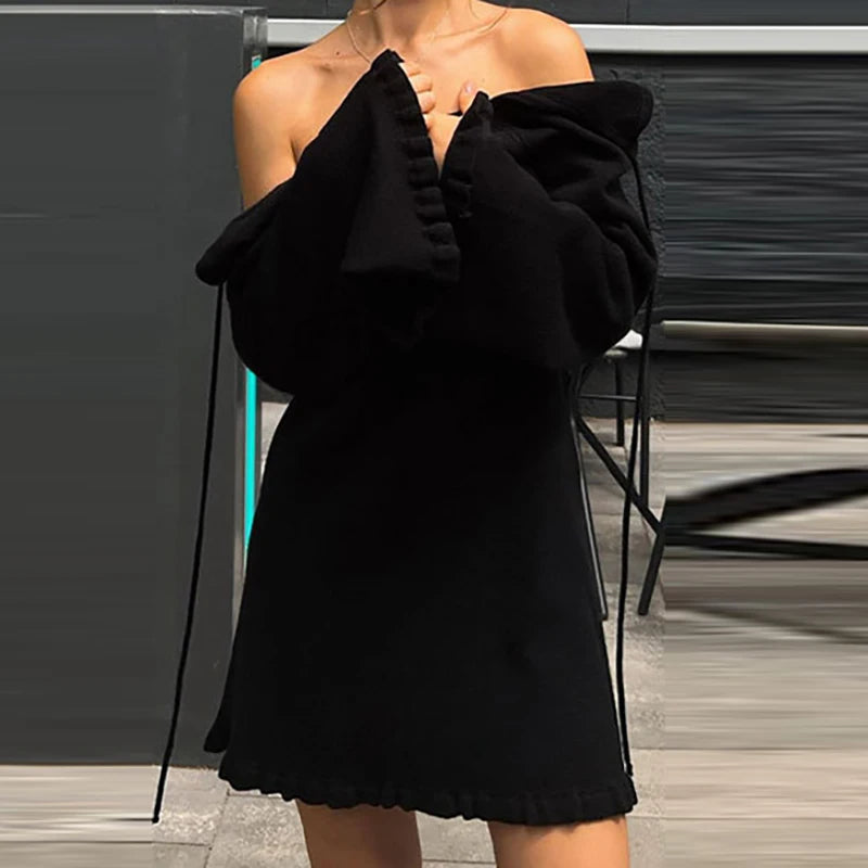 Elegant Hollow Out Backless O-neck Knitted Dress for Women - Image 8