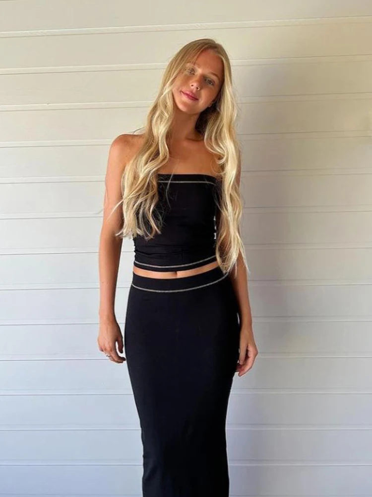 Elegant Summer 2-Piece Tube Top and Long Skirt Set