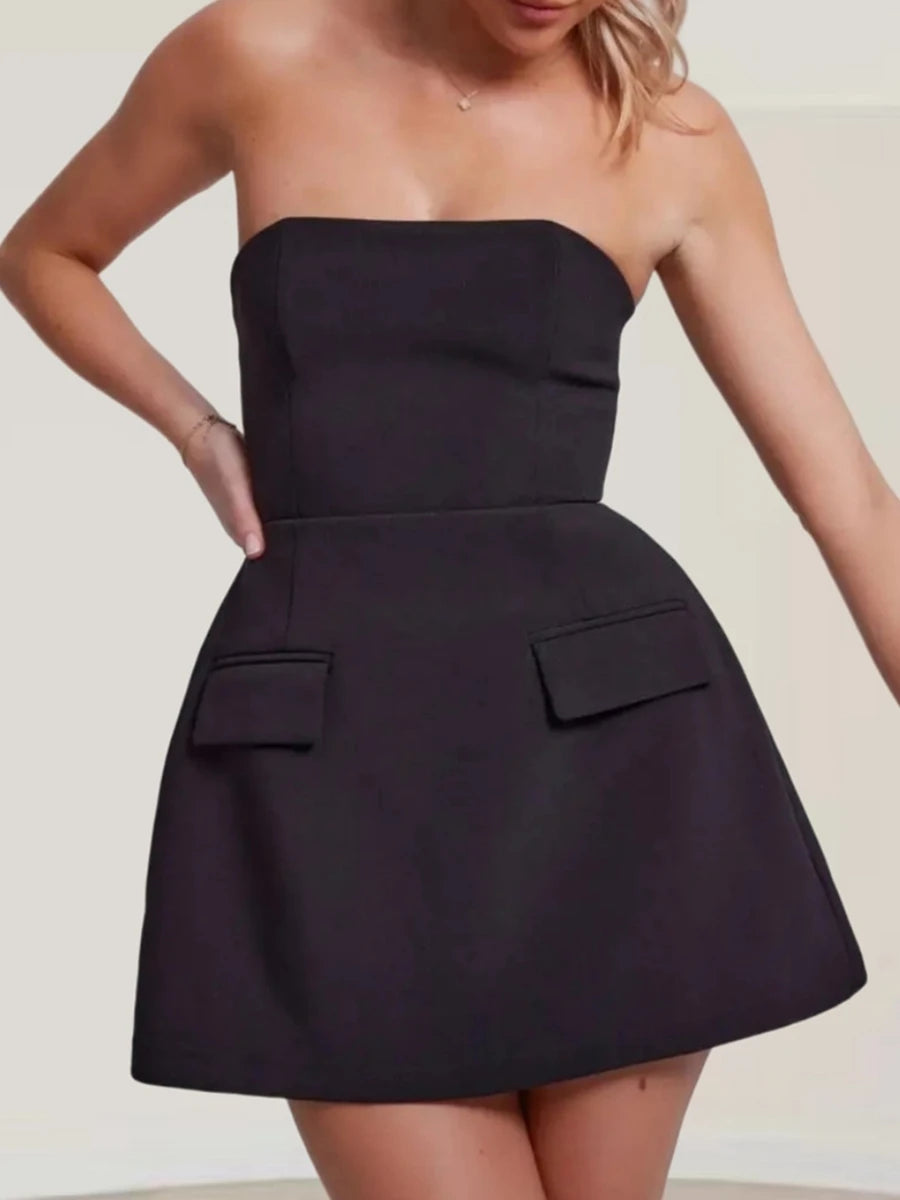 Elegant Off-the-Shoulder Sleeveless Mini Dress for Summer Parties - Image 3