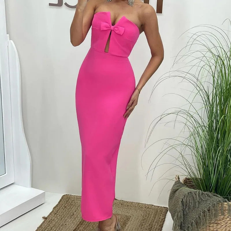 Elegant Off-Shoulder Patchwork Long Dress for Women - Image 6