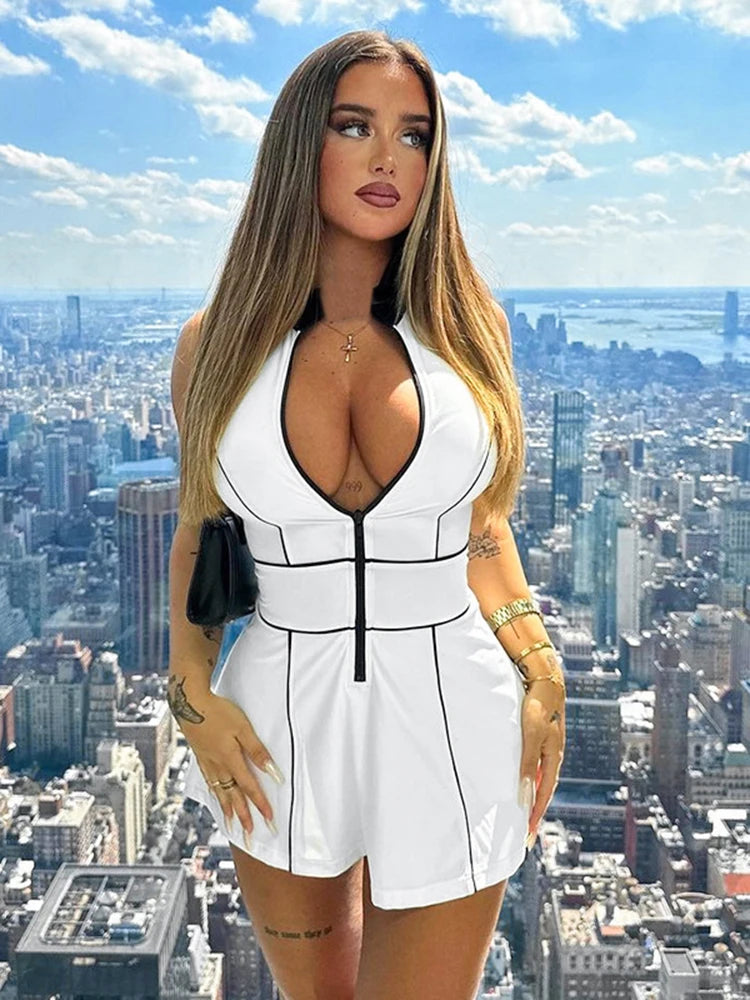 Casual Sleeveless Zipper Stripe Sundress for Summer - Image 4