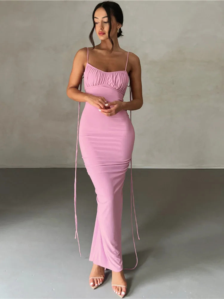 Elegant Sleeveless Slim Wrap Evening Dress for Women