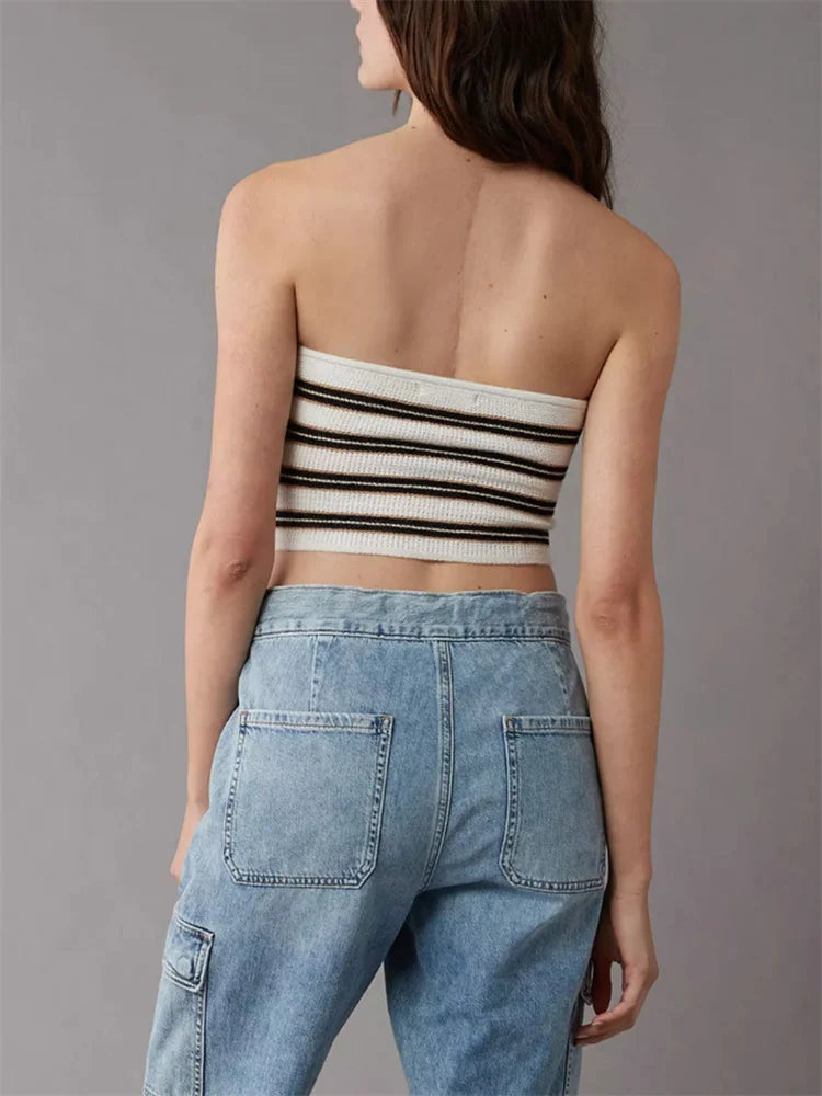 Backless Striped Knit Sweater Tank Top for Women - Image 5