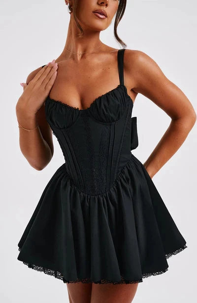 Y2K White Strapless Lace Trim Corset Mini Dress - Image 5