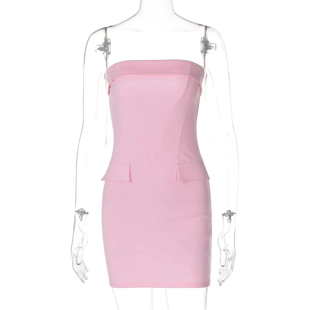 Elegant Strapless Patchwork Mini Dress for Evening Events - Image 6