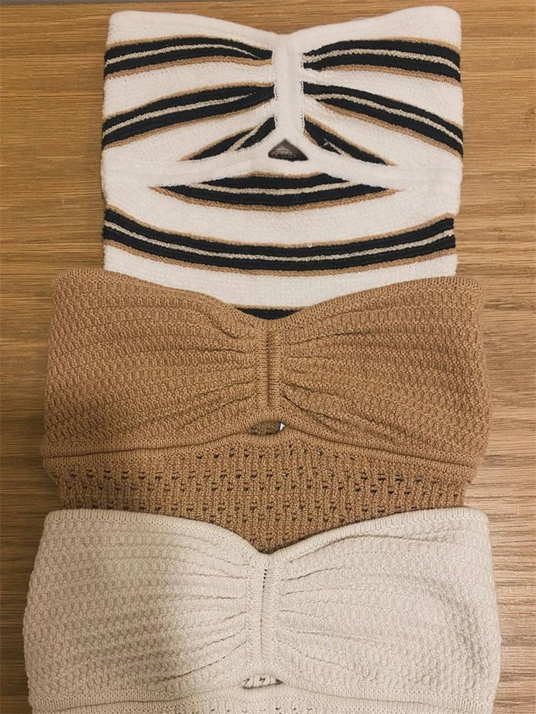 Backless Striped Knit Sweater Tank Top for Women - Image 6