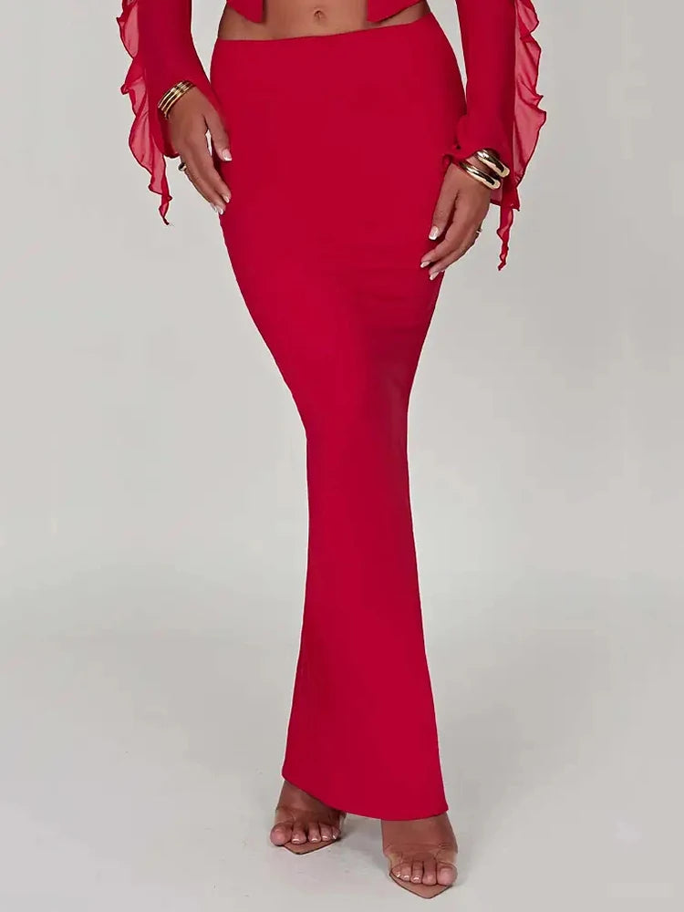 High Waist Thickened Fabric Maxi Skirt for Parties - Image 9