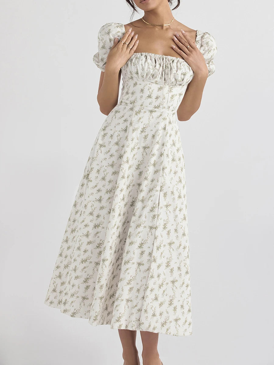 Boho Floral Maxi Dress with Short Sleeves for Summer - Image 8