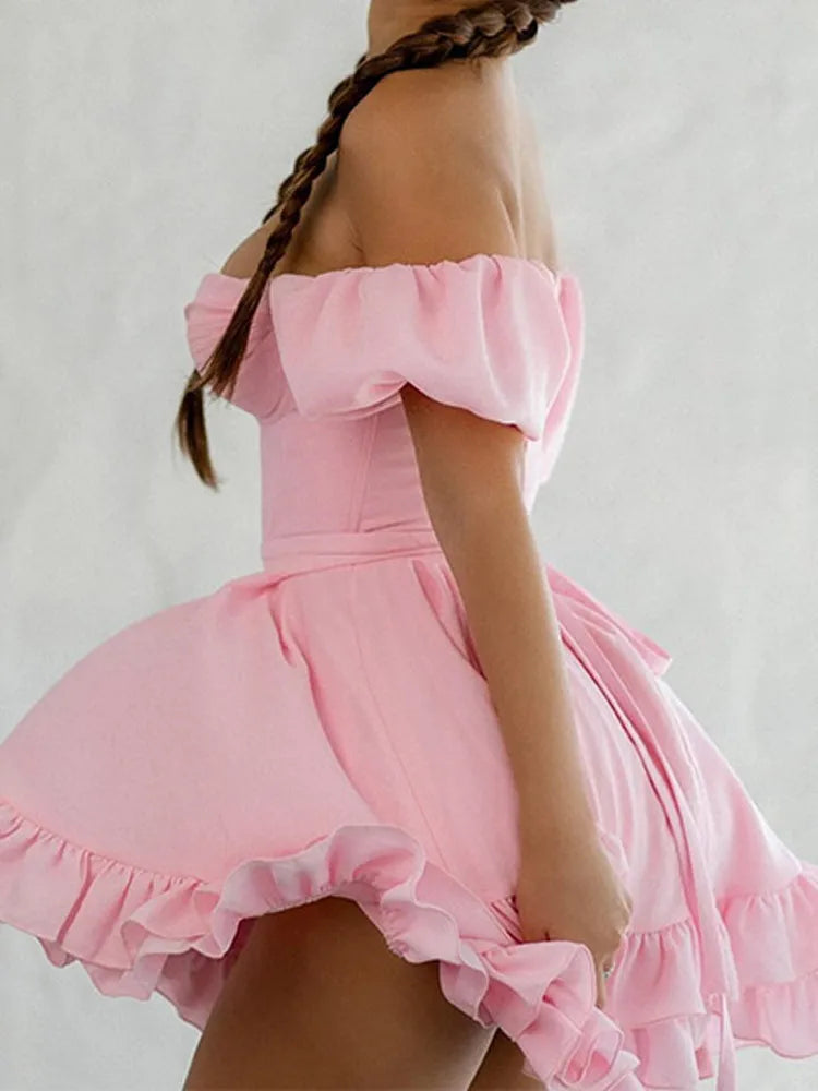 Elegant Off-Shoulder Ruffled Mini Dress for Women - Image 7
