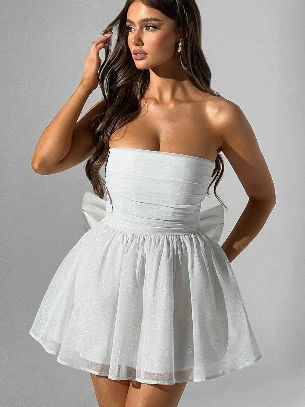 Elegant Sleeveless Mesh Frill Mini Dress for Parties - Image 7