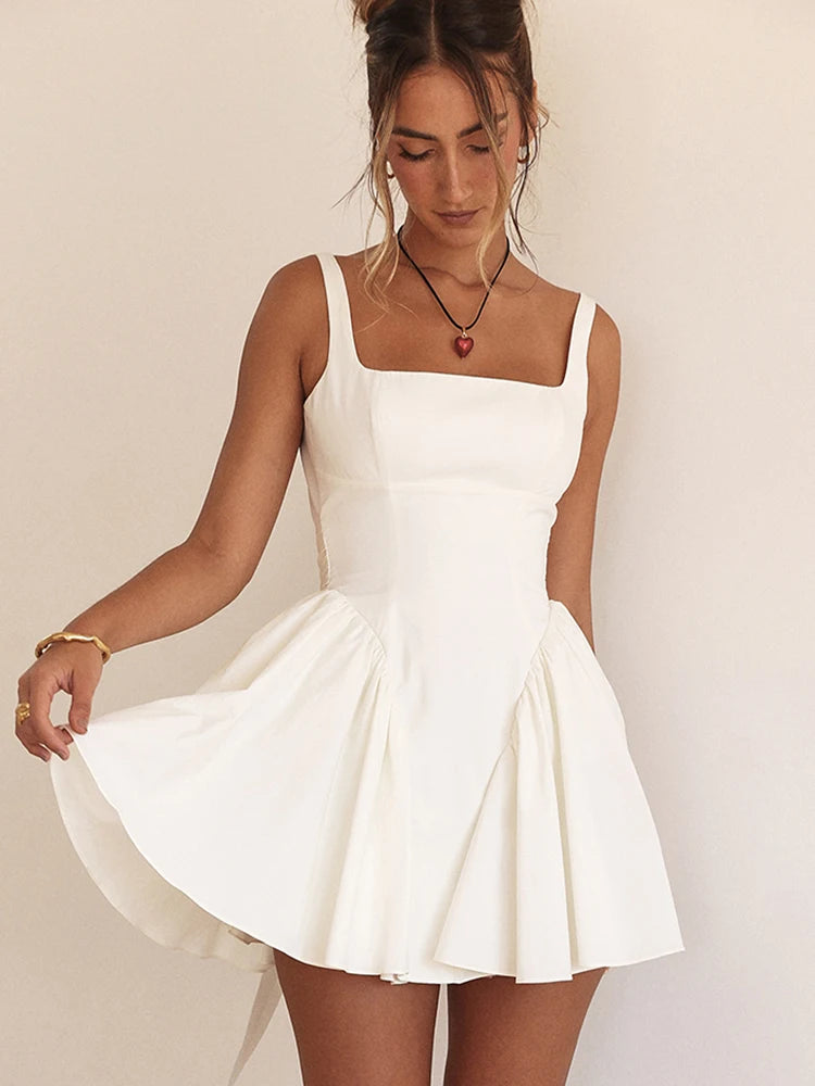 Elegant Sleeveless Backless Bow Corset Pleated Summer Dress - Image 6