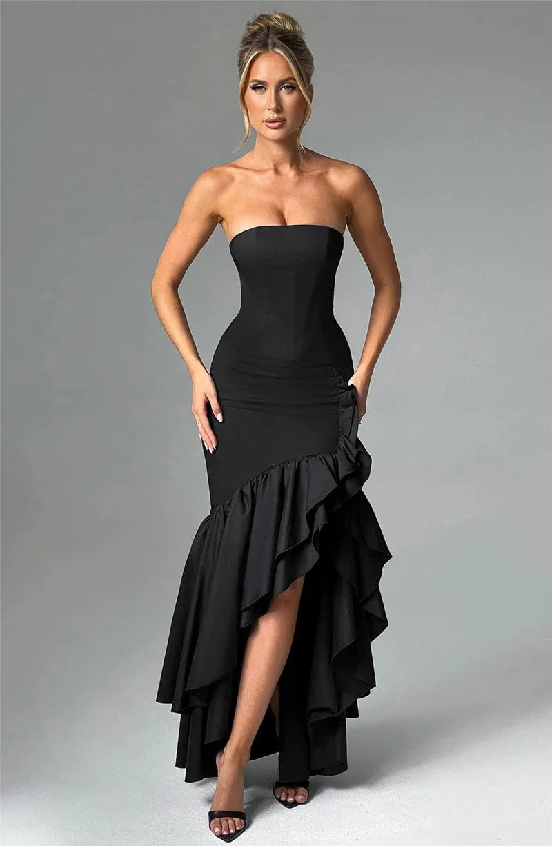Sexy Strapless High Split Ruffle Dress for Night Out - Image 6