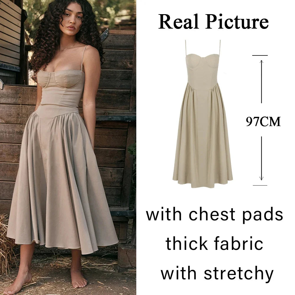 Elegant Midi Spaghetti Strap Dress for Summer Parties - Image 12