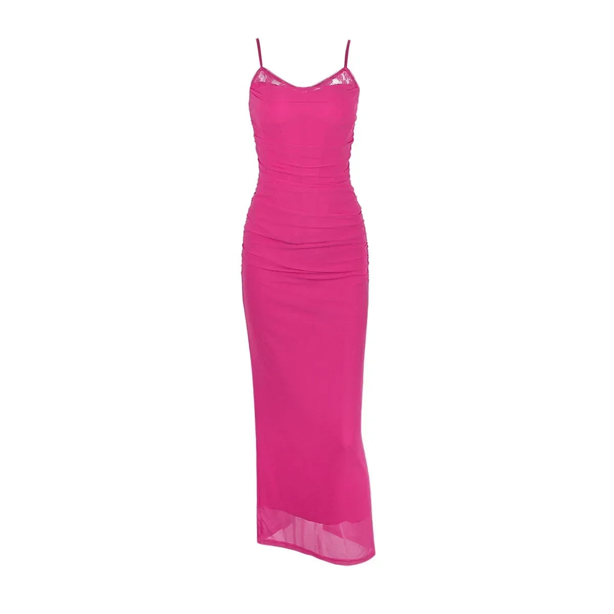 Elegant Rose Spaghetti Strap Maxi Dress for Summer Events - Image 8